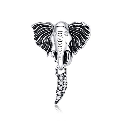 GemKing SCC1583 Toothless Elephant with missing teeth S925 Sterling Silver Charm